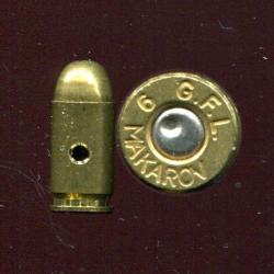 9 x 18 Makarov - étui et balle laiton - marquage : GFL  9 MAKAROV