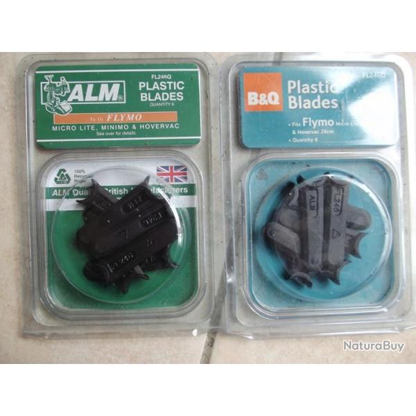 BRADEES - 2 x 6 lames plastique Rf FL2460 pour tondeuse FLYMO Micro Lite Minimo et Hovervac 28cm