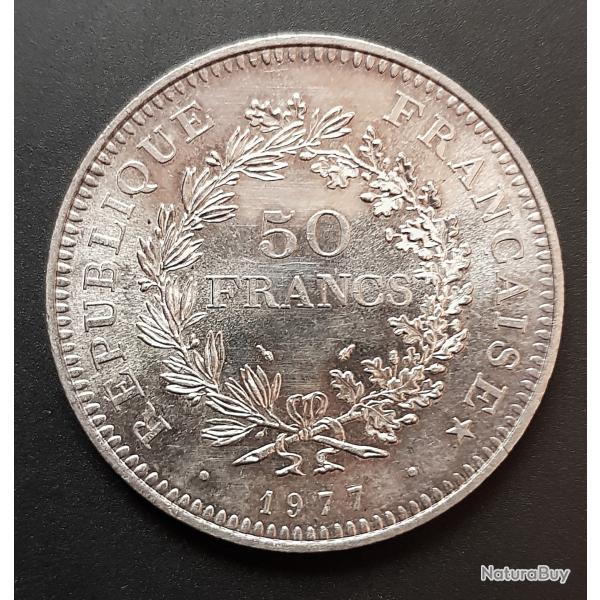 Pi�ce de 50 Francs, argent, Hercule, 1977, �tat SPL