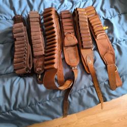 vends lot de 6cartouchi&eacute;res de ceinture cuir daim et autres 5 en cal 12 une en cal 20