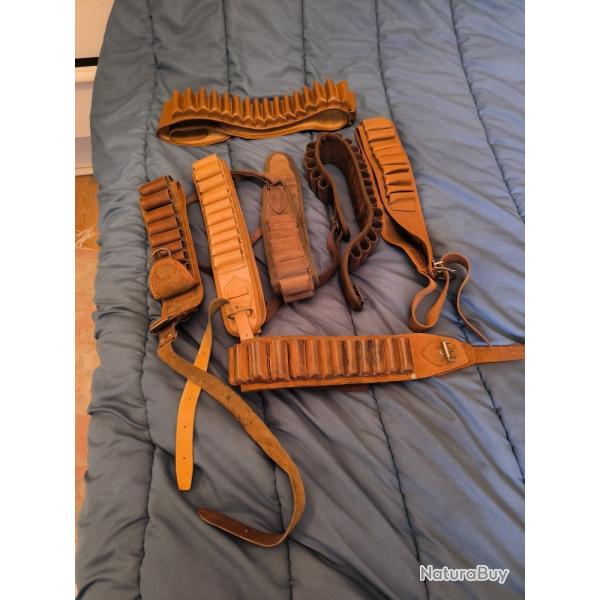 vends lot de 7 cartouchi�res de ceinture cuir daim et autres