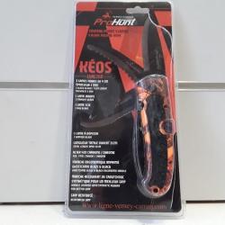 COUTEAUX VERNEY CARRON PROHUNT KEOS LVAC200 3 LAMES  PLIANTES  CAMO NEUF TOP QUALITE