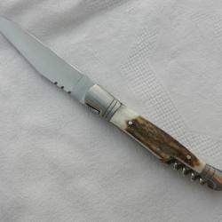 Couteau de poche avec tire bouchon plaquettes bois de cerf