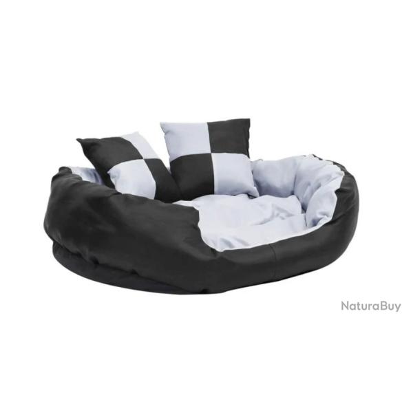 Coussin chien rversible gris et noir 85x70x20 cm lavable avec rembourrage antidrapant