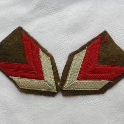 paire de galons militaires français caporal chef d'infanterie WW2 2ème guerre