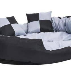 Coussin chien réversible gris noir 110x80x23 cm lavable avec 2 coussins