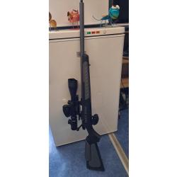 carabine 22 lr tir de précision Sako quad heavy barrel avec lunette et point rouge laser