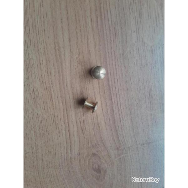 2 Boutons laiton  pour bretelle  visser lg 11 mm