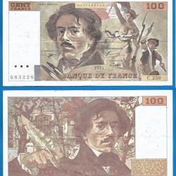 France 100 Francs 1993 Delacroix Billet Franc Frcs