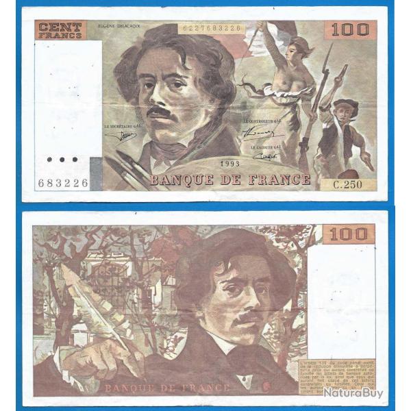 France 100 Francs 1993 Delacroix Billet Franc Frcs