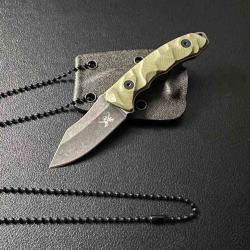 Couteau de Cou Skallywag Tactical The Mini Lame Acier 420 Manche G-10 Vert Etui Kydex SKW67508
