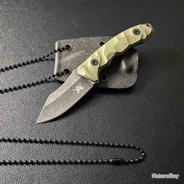 Couteau de Cou Skallywag Tactical The Mini Lame Acier 420 Manche G-10 Vert Etui Kydex SKW67508