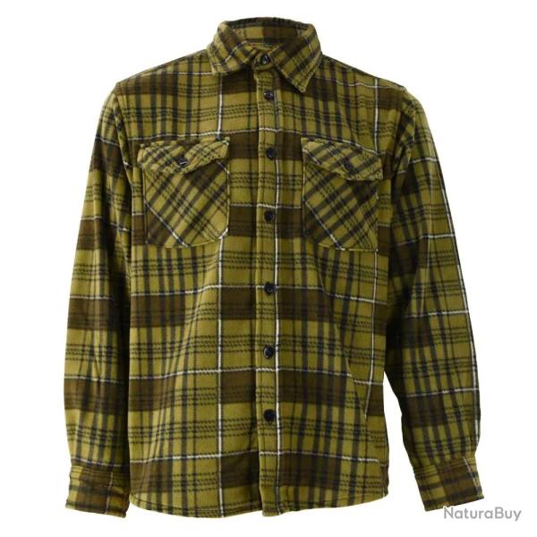 Chemise chaude � carreaux polyester peign� lourd verte M
