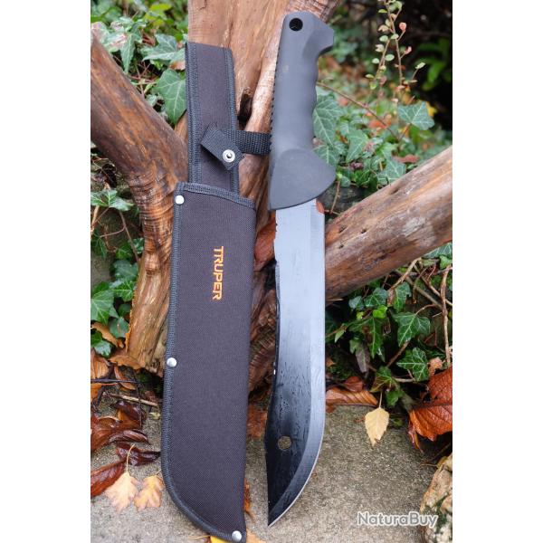 Poignard Gros Couteau Machette Bowie Tactical Alaska Lame Acier 3Cr13 Etui Nylon Trekk Survie