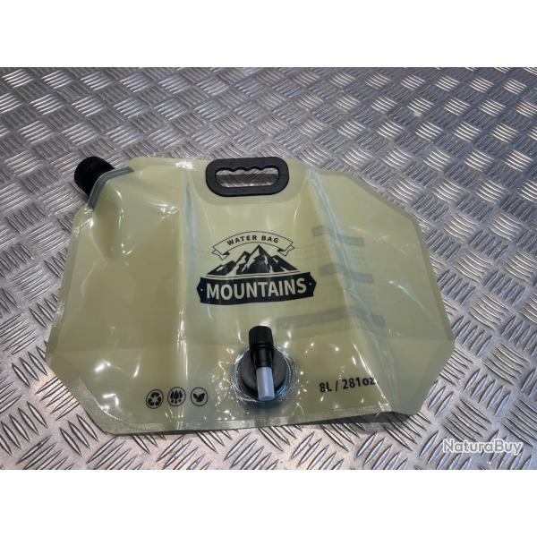 Reservoir bidon eau pliable 8 litres portable robinet camping randonnee survie urgence pique nique