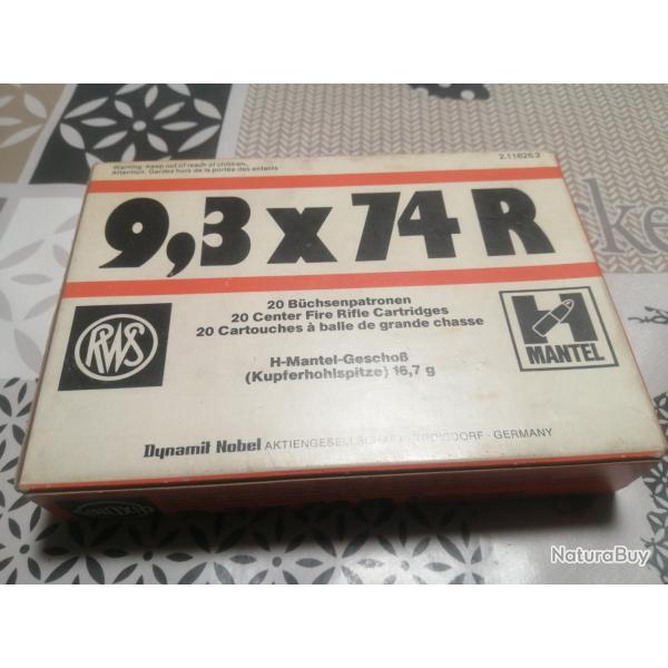 MUNITIONS CAL.9,3x74R -RWS R-MANTEL 258gr