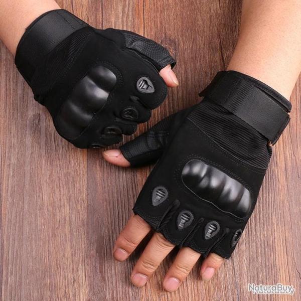 MITAINES TACTIQUES COQUES EN NYLON - NOIR - LIVRAISON GRATUITE