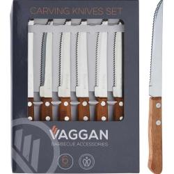 Lot de 6 couteaux &agrave; steak inox manche bois