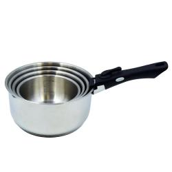 Lot de 4 casseroles inox à manche amovible 14/16/18/20 cm