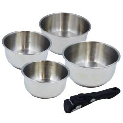 Lot de 4 casseroles inox &agrave; manche amovible 14/16/18/20 cm