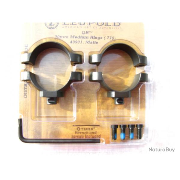 Leupold colliers QR (Quick Realease)  de 30 mm  droit, Low de 3,81 mm de haut