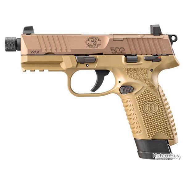Black Friday 25 ! Pistolet FN 502 tactical Tan - Cal. 22 Lr  Optic ready plus filtage