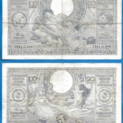 Belgique 100 Francs 1941 20 Belgas Billet Europe Nord Frs Frc Frcs
