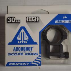 Colliers de montage UTG D30 / haut / 21 mm Picatinny Weaver