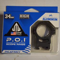 Colliers de montage UTG D34 / haut / 21 mm Picatinny Weaver
