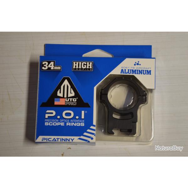 Colliers de montage UTG D34 / haut / 21 mm Picatinny Weaver