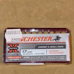 Cartouches cal. 17 HMR Winchester 20gr JHP HILMAR SUPER DESTOCK !!!
