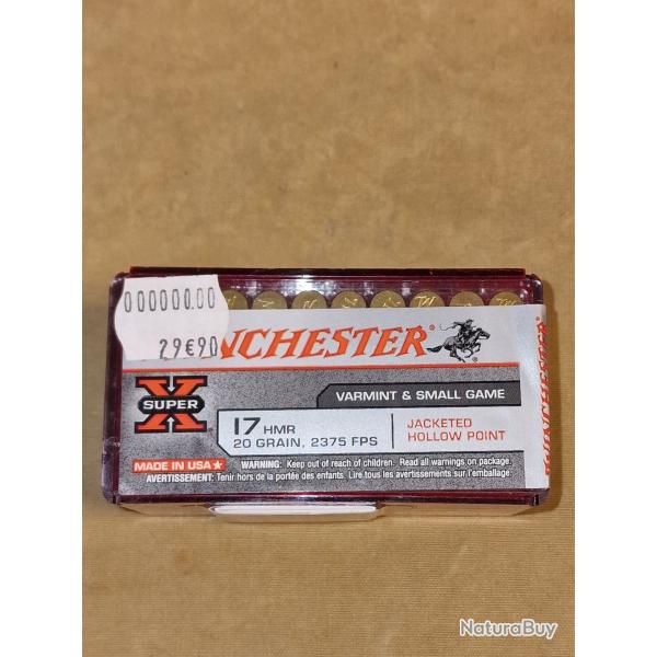 Cartouches cal. 17 HMR Winchester 20gr JHP HILMAR SUPER DESTOCK !!!