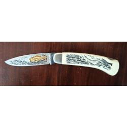 Couteau pliant De collection avec gravures Franklin Mint fait par Boker, Solingen