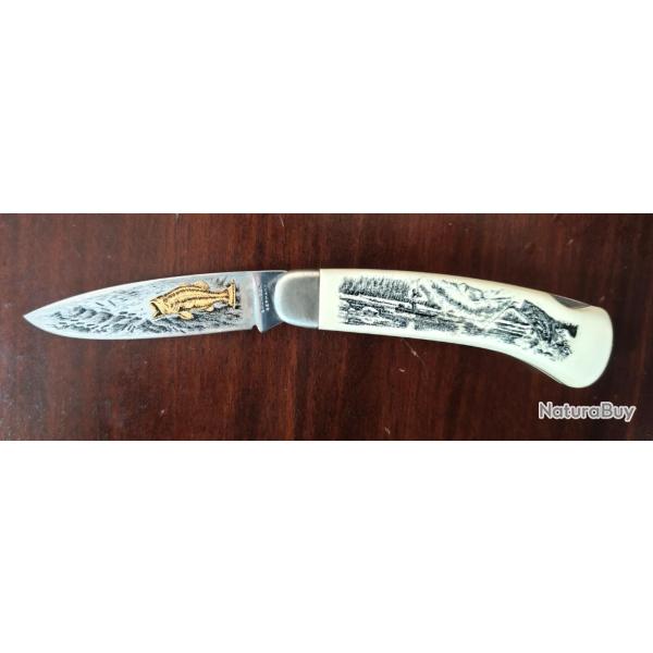 Couteau pliant De collection avec gravures Franklin Mint fait par Boker, Solingen