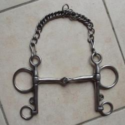 BRADES - Mors Pelham simple brisure inox grandes branches COMME NEUFS