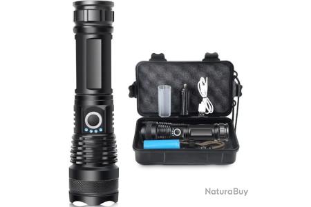 Lampe Torche LED Tactique 2 Pcs 1000 Lumens Lot de 2 Batteries Étui
