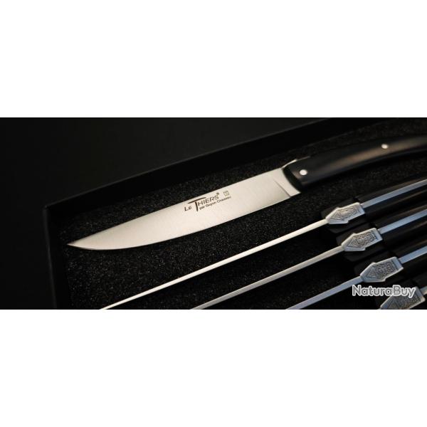 Coffret 6 Couteaux Le Thiers Pirou - Manche Paperstone Noir - Ref 6879