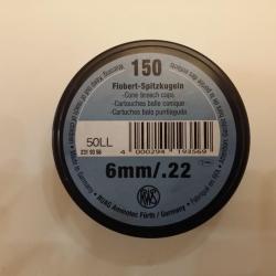 Boîte de 150 cartouches RWS Flobert bosquette à balle conique cal. 6mm/.22 HILMAR SUPER DESTOCK !!!