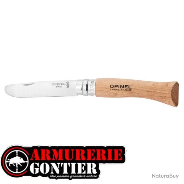 Couteau OPINEL N�7 enfant lame INOX � bout rond manche H�TRE