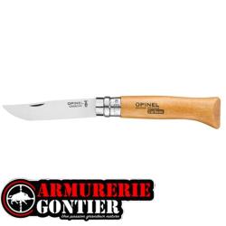 Couteau OPINEL N°8 lame CARBONE manche HÊTRE