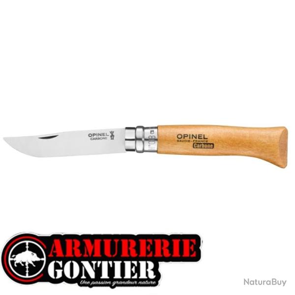 Couteau OPINEL N�8 lame CARBONE manche H�TRE