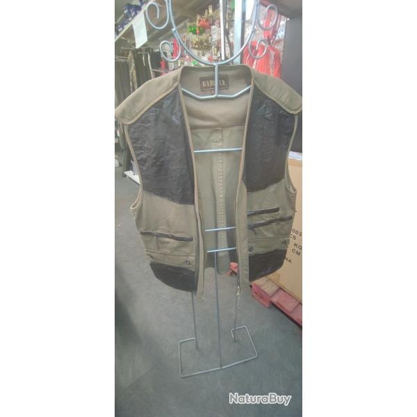 GILET HARKILA BEIGE avec empicement cuir - Taille 58