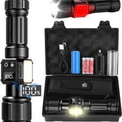 Lampe Torche LED Tactique Ultra Puissante Batterie 5000mAh 9 Modes Étanche IP67 Rechargeable USB