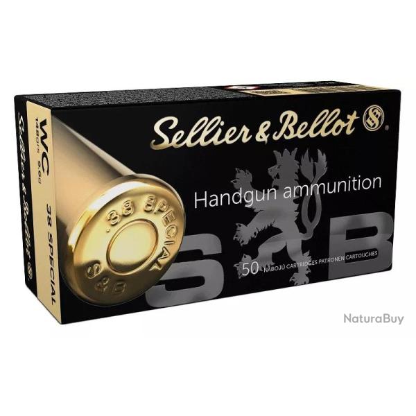 50 balles Cal.38 SP 148grs WC S&B