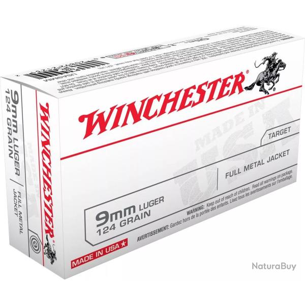 50 balles Cal.9x19 124grs FMJ WINCHESTER