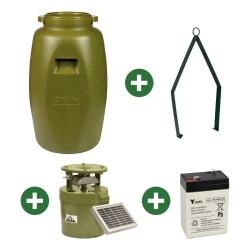 Kit agrainoir automatique 6 V, bidon 60 L, batterie et panneau solaire