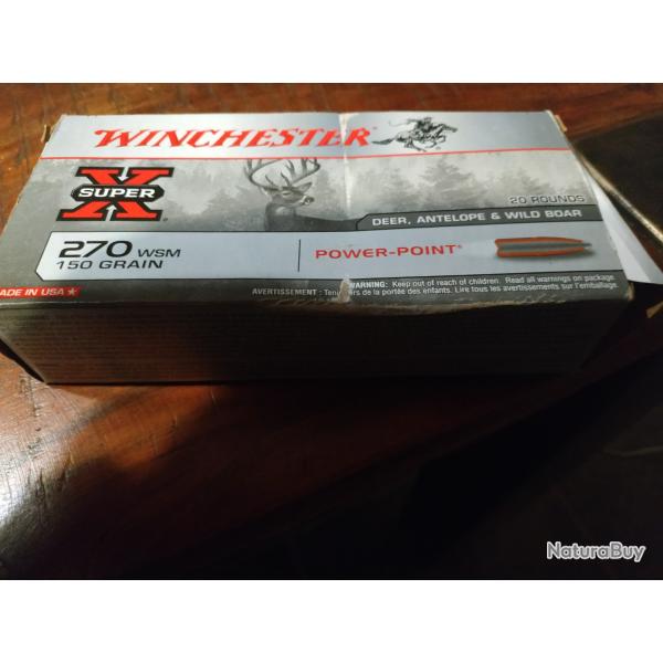 MUNITIONS WINCHESTER 270WSM POWER POINT 150GR