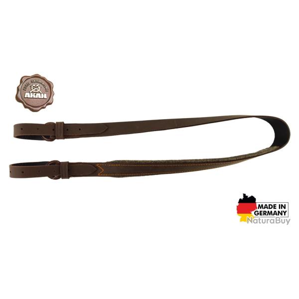 Bon plan ! Bretelle pour armes longues AKAH en cuir de Buffle 3,5 cm cousu mains