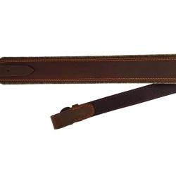 Bon plan ! Bretelle pour armes longues AKAH en cuir de Buffle 5 cm cousu mains