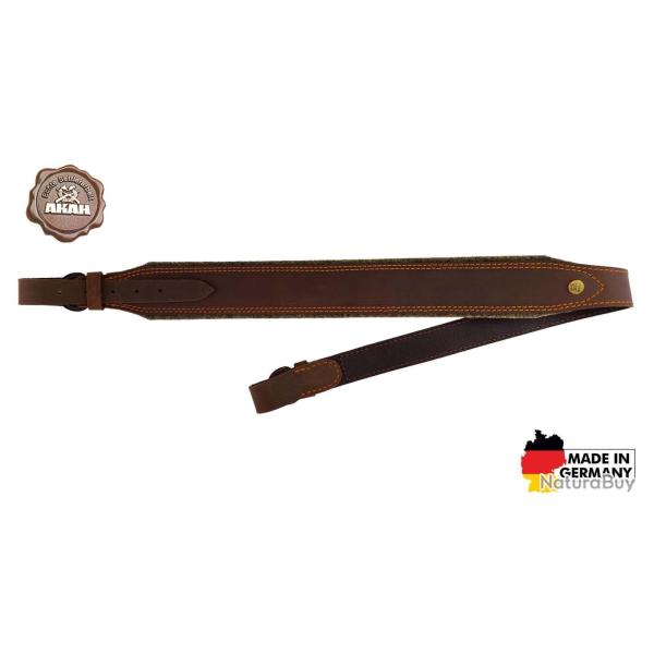 Bon plan ! Bretelle pour armes longues AKAH en cuir de Buffle 5 cm cousu mains